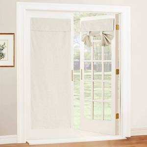 lot 54618 image: RYB HOME Glass Door Curtains Natural Linen Blended, 100% Blackout French Door Blinds with White Layer Coating Privacy Window Treatment for Patio Door Closet Pantry, W26 x L69 inch, Ivory, 1 Panel