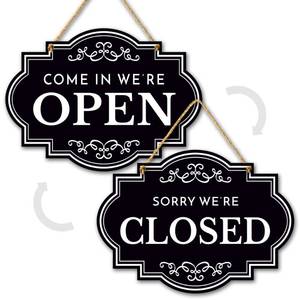 lot 54624 image: Open Closed Signs for Business - 11x8 Dibond Double Sided Come In Sign or Closed Sign with Rope - Business Open and Closed Sign for Door, Window