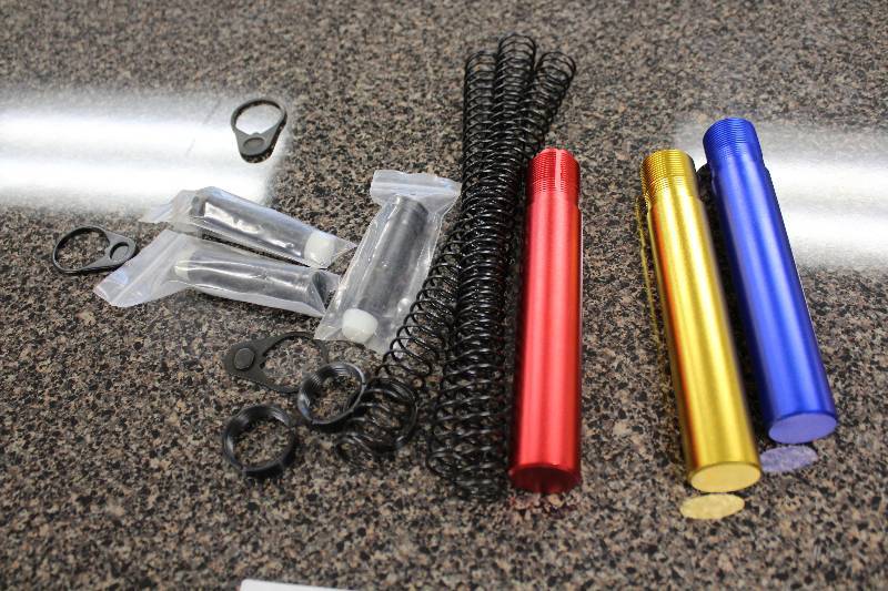 lot 4008 image: 3 AR 15 Anodized Pistol Buffer Tube Assemblies