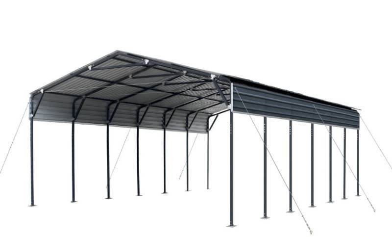 lot 891 image: Unused TMG - MSC2030 20 x 30 Metal Garage Carport Shed 10 Open Sidewalls, 600 Sq-Ft, 27 GA Corrugated Panels