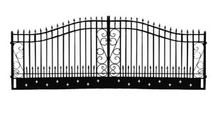 lot 1421B image: Unused 2024 Greatbear Dual Swing Wrought Iron Gate for Driveway (Star)