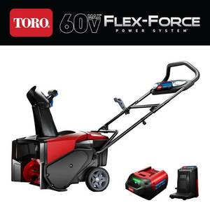 lot 10011 image: Toro Power Clear 21 in. W Single-Stage Push-Button Start Battery Snow Blower - Retail $1000