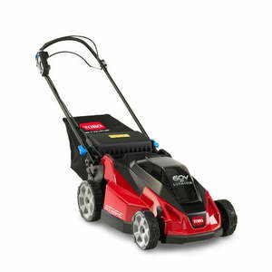 lot 10012 image: Toro Foldable 60-Volt 21-Inch Stripe Electric Self Propelled Lawn Mower - Retail $705.29