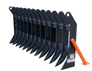 lot 794 image: Unused TMG Industrial 72 Skid Steer Root Debris Rake Attachment, Universal Mount, 6 Tine Spacing, 30-50 HP Skid Steers, TMG-SDR72