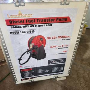 lot 3702A image: Unused 2024 LandHonor Diesel Fuel Transfer Pump Comes with 49-ft Hose Reel LHR-DFP10