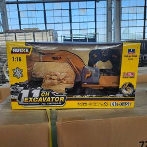 lot 3704B image: Huina Remote Control Toy 11 CH Excavator Die Cast