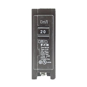 lot 18514 image: Eaton Cutler-Hammer BR120 Interchangeable Circuit Breaker, 20A, (10-Pack),Black