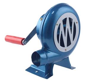 lot 18515 image: Air Blower, Fire Blower with Hand Crank for Coal ForgesBarbequeHiking,Forge Blower Fan (Tested, works great)