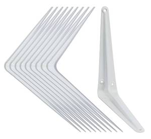 lot 18517 image: Shelf Brackets White 8 x 10 inch Pack of 10 Wall L-Bracket Supports for Hanging DIY Shelves Metal Steel Heavy Duty Strength 52lbs