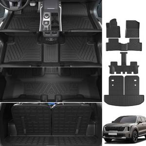lot 18554 image: powoq Floor Mats Compatible with 2021-2024 KIA Sorento Cargo Liner with Backrest MatsTrunk Mat Replacement for KIA Sorento 2021 2022 2023 2024 Accessories(Trunk Mat with Backrest MatFloor Mats) - Retail $219.99
