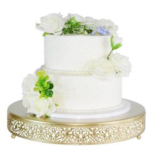 lot 18569 image: FEICTPOX Cake Stand, Metal Round Cupcake Dessert Stand Cake Display Holder Cookies Fruit Serving Tray Decor for Wedding Party Birthday Baby Showers Anniversary (16in, Gold.Hi-Q)
