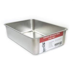 lot 18584 image: Extra Large Metal Cat Litter Box, Stainless Steel Durable Litter Pan for Large or Multiple Cats, Kitty Litter Box with Smooth Surface and Easy to Clean