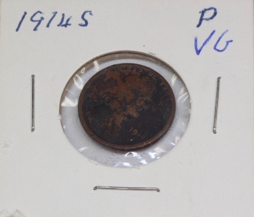 lot 4095 image: 1914 S, Lincoln head, wheat reverse penny