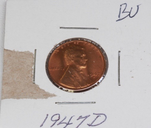 lot 4116 image: 1947 D, Wheat penny, BU