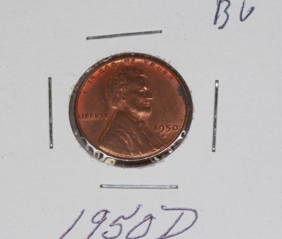 lot 4122 image: 1950D Wheat penny, BU