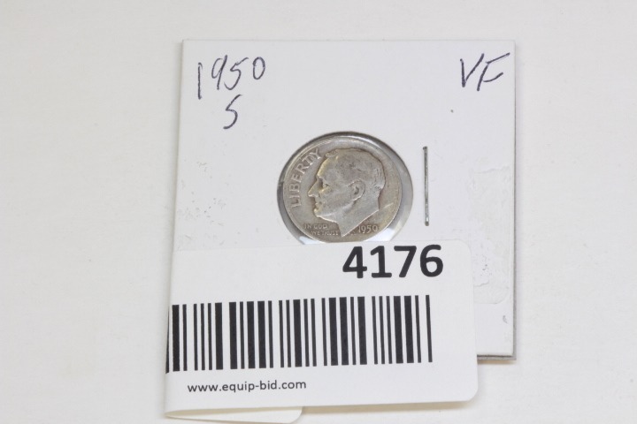 lot 4176 image: 1950 S Dime, VF
