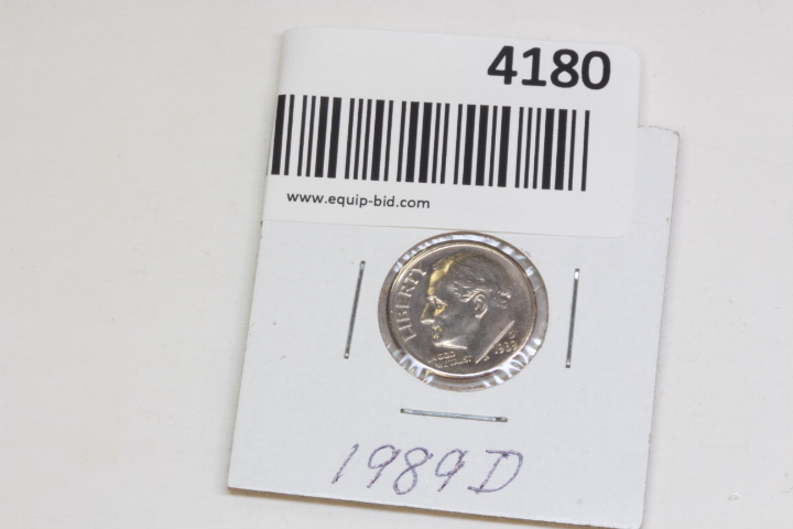 lot 4180 image: 1989 D dime UNC