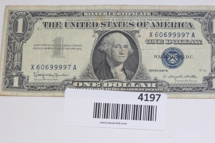 lot 4197 image: 1957 B $1.00 Silver Cert