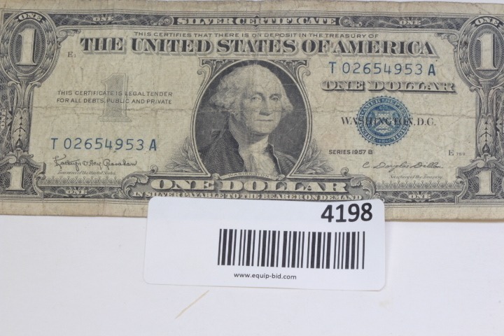 lot 4198 image: 1957 B $1.00 Silver Cert