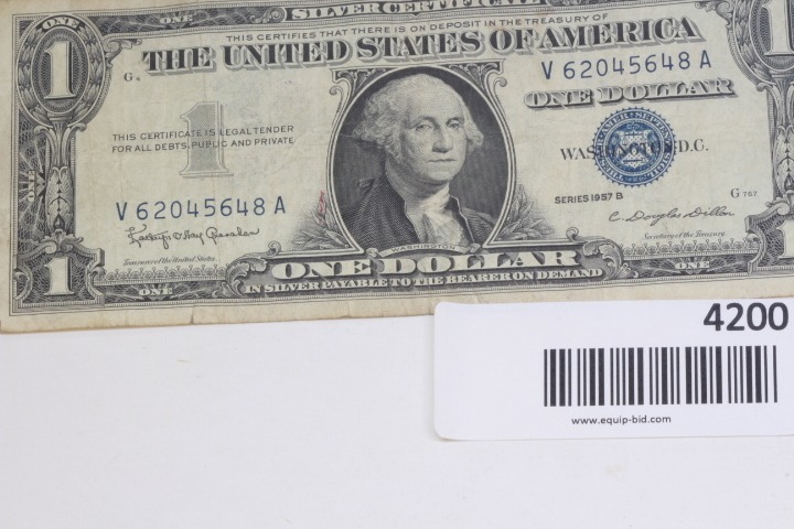 lot 4200 image: 1957 B $1.00 Silver Cert
