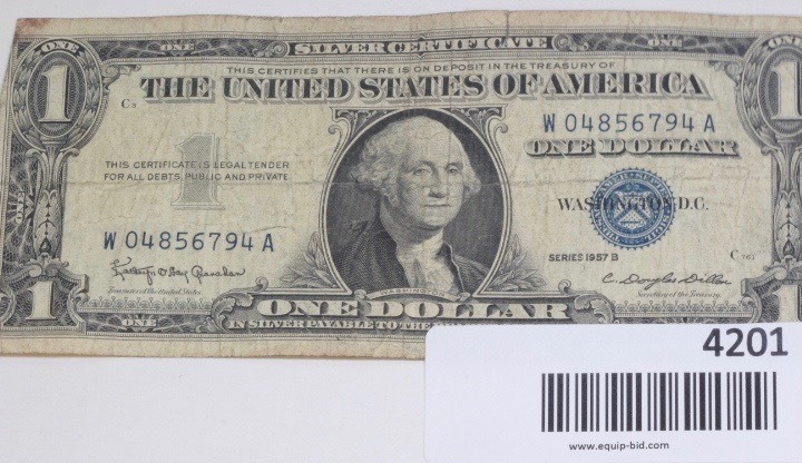 lot 4201 image: 1957 B $1.00 Silver Cert