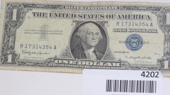 lot 4202 image: 1957 B $1.00 Silver Cert
