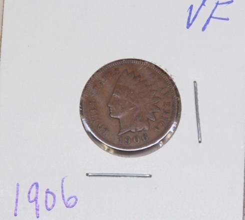 lot 4204 image: 1906 VF Indian Head Penny