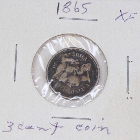 lot 4223 image: 1865 3 Cent piece