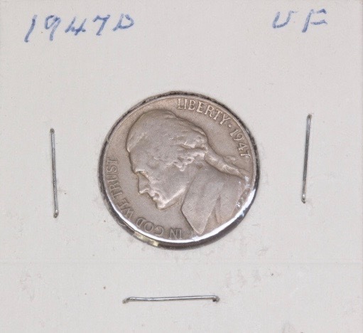 lot 4256 image: 1947 D Jefferson Nickel VF