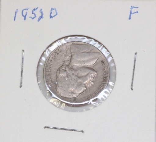 lot 4259 image: 1952 D Jefferson Nickel, F
