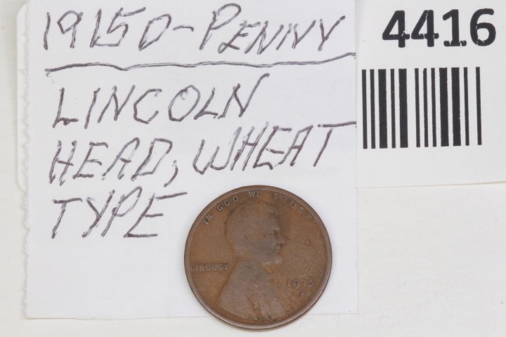 lot 4416 image: 1915-D Lincoln head wheat penny