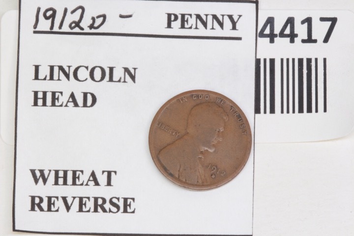 lot 4417 image: 1912-D Lincoln head Wheat penny