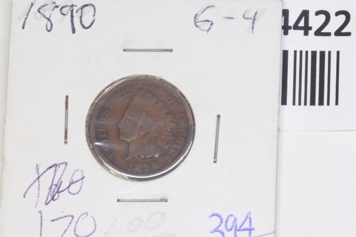 lot 4422 image: 1890 Indian Head Penny