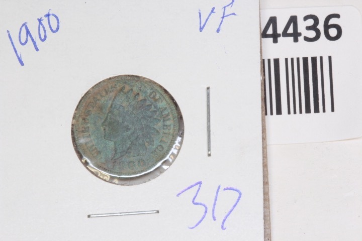 lot 4436 image: 1900 Indian head penny, VF