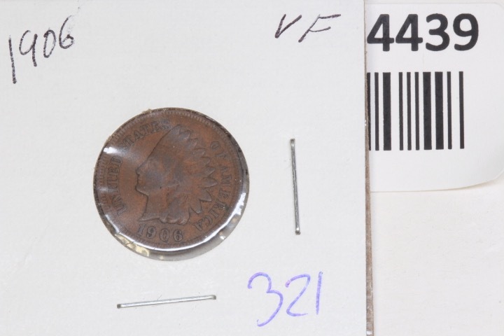 lot 4439 image: 1906 Indian head penny, Very fine
