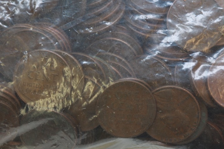 lot 4447 image: 1000 Wheat pennies mixed dates and mints