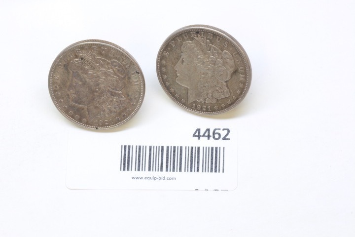 lot 4462 image: 1921 Silver Morgan Dollar cuff links