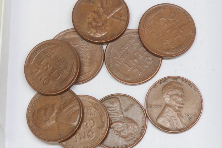 lot 4350 image: 9- 1953 Wheat Pennies
