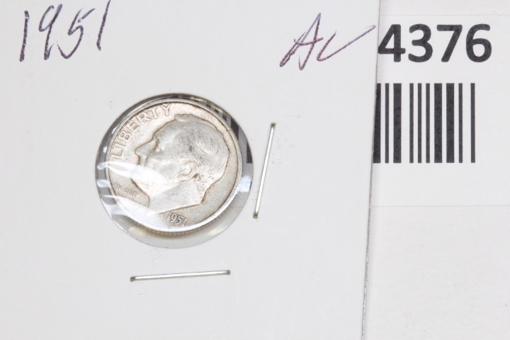lot 4376 image: 1951 dime, AU