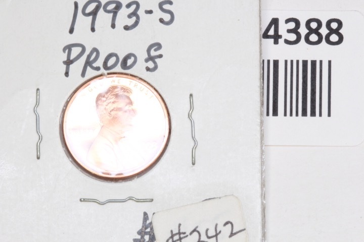lot 4388 image: 1993-S Lincoln head cent, PROOF
