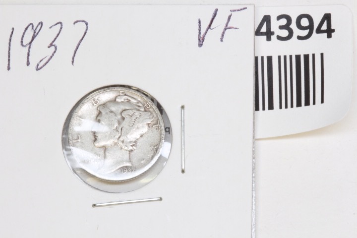 lot 4394 image: 1937 Mercury Dime, VF