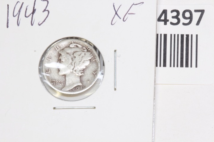 lot 4397 image: 1943 Mercury head dime, XF