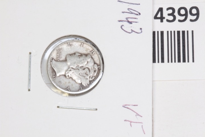 lot 4399 image: 1943 Mercury head dime, VF