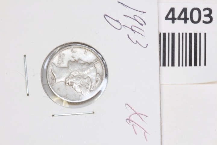 lot 4403 image: 1943-D Mercury dime, extra fine