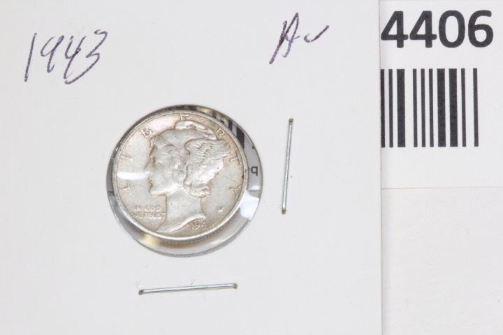 lot 4406 image: 1943 Mercury head dime, AU