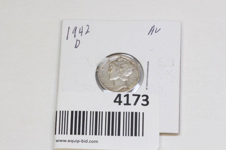 lot 4173 image: 1942 D Mercury Dime AU