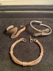 lot 23 image: Three Mexico Sterling Cuff Bracelets