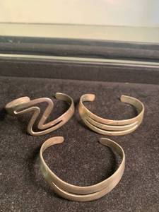 lot 24 image: Three Mexico Sterling Cuff Bracelets