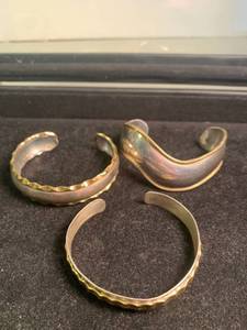 lot 25 image: Three Mexico Sterling Cuff Bracelets