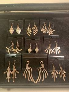 lot 33 image: Nine Pairs of Sterling Earrings